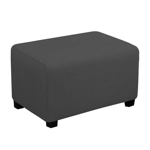 Easy-Going Stretch Ottoman Cover Folding Storage Stool Furniture Protector Soft Rectangle slipcover with Elastic Bottom(Ottoman Small,Dark Grey)