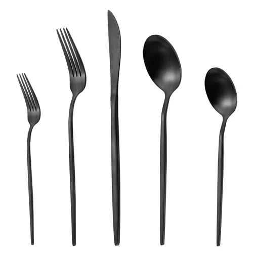 LAZAHOME Matte Black Silverware Set, LAZAHOME Stainless Steel Flatware Cutlery Set Service for 4, 20-Piece Kitchen Utensil Set Include Spoons And Forks Set, Satin Polished Finished, Dishwasher Safe.