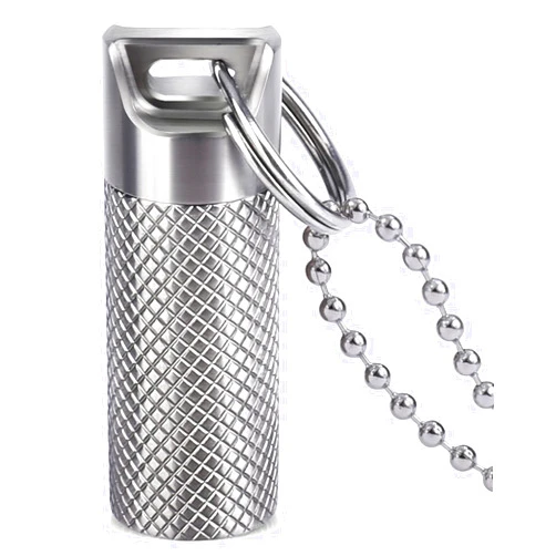 Opret Titanium Pill Container with Keychain & Necklace, Waterproof Pill Case for Emergency Aspirin & Nitroglycerin, Mini Pill Holder for Travel Purse Pocket EDC Accessory