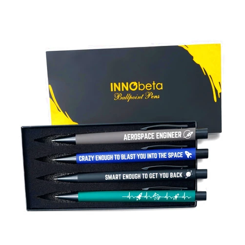 InnoBeta Aerospace Engineeer Gifts, Ballpoint Pen Set of 4, Black Ink, Ideal Gifts for Aerospace Engineer on Birthdays, Christmas - 01