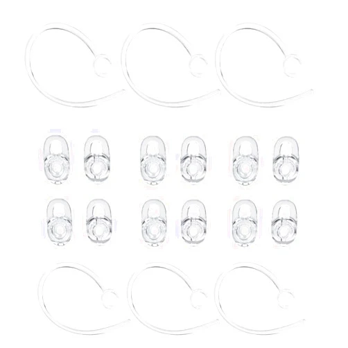 CYADCI Earbud Tips Compatible with Plantronics,12 Pcs Small Clear Replacement Eargel & 6 Pcs Clear Ear Hook,Earbud Gel & Ear Hook Replacements Fit for Plantronics M155 M165 M1100 M100 M55 M28 M25