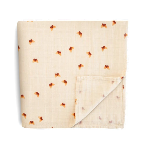 mushie Muslin Baby Swaddle Blanket | 100% Organic Cotton (Butterflies)