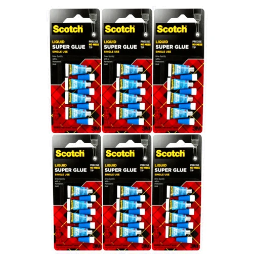 Scotch Super Glue Liquid with Precision Applicator – Fast-Drying, Clear Adhesive for Plastic, Metal, Ceramic, Wood, and More, 0.07 oz, Pack of 6