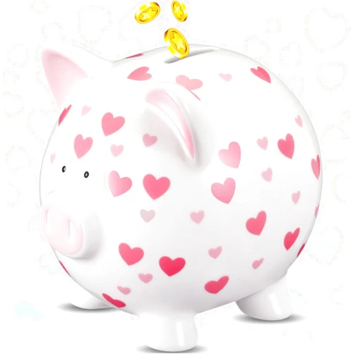 Funnymoom Ceramic Piggy Bank Mini Cute Money Saving Bank Porcelain Decor Coin Box Little Decoration Pig Money Container Special Birthday Christmas New Year Gift(Heart)