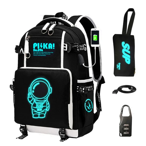 ASXMA Boy Backpack Travel Bag Anime Backpack Luminous Pattern Travel Laptop Backpack - Adjustable Shoulder Strap Waterproof school bag Backpack With Usb Charging Port & Combination Lock Pencil Case