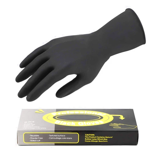 Segbeauty Hair Dye Gloves, 20 Counts Black Reusable Hair Color Gloves Professional Washable Rubber Gloves Hair Coloring Accessories for Home Cleaning Hair Dye Salon Highlighting - Medium