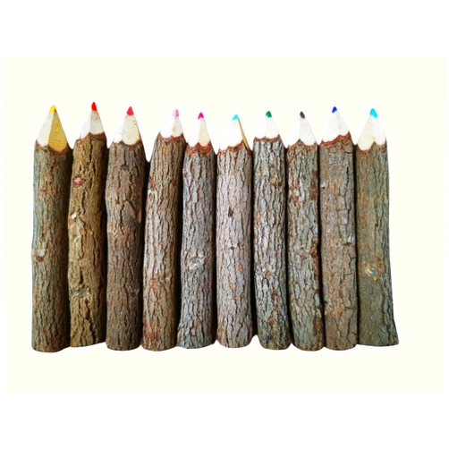 NUTTA - ASSORT COLORED, Branch & Twig Pencil, 12-PCs, Natural Wooden Pencils Wood Tree Rustic Twig Pencils Fun Pencil for Children and Family Handmade Craft DIY Decorate Room Decor Party (3.5
