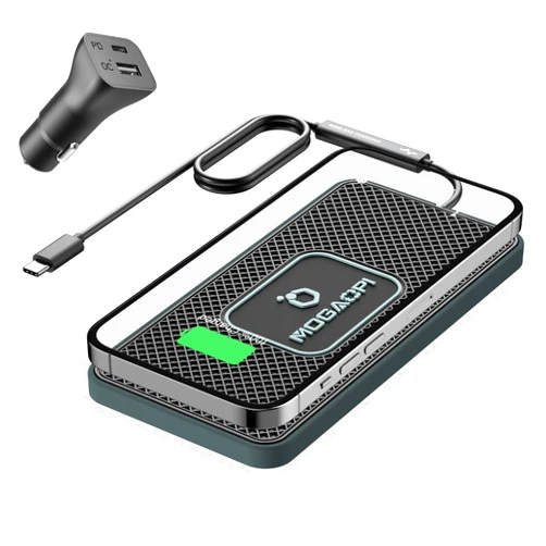 MOGAOPI Wireless Charging Pad for Car, MOGAOPI 15W Type C Wireless Charger Car, PD20W Fast Car Charger Compatible with iPhone 16 Pro Max/15 Plus/14/13/12 AirPods Pro Samsung S23/S22/21 (100cm Cable)