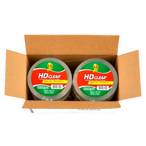 Duck HD Clear Packing Tape - 6 Extra Long Rolls, 654 Yards - Heavy Duty Packaging Tape for Shipping, Mailing, Moving & Storage - Strong Packing Tape Refills for Boxes - 1.88 In. x 109 Yd. (287975)