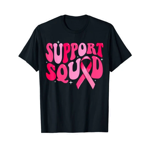 Retro support squad breast cancer for women girls Groovy Pink Warrior Support Squad Breast Cancer Awareness T-Shirt