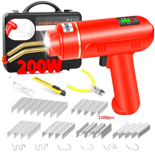 Ghguole 200W Cordless Plastic Welder, Plastic Welding Kit with 1200PCS Hot Stapler, USB Rechargeable Plastic Welder Gun with 5000mAh Battery, Plastic Weld Bumper Repair Kit for Most Plastic Repair
