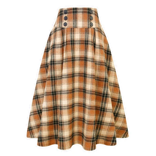 IDEALSANXUN Plaid Skirt for Womens High Waist Aline Pleated Midi Skirts