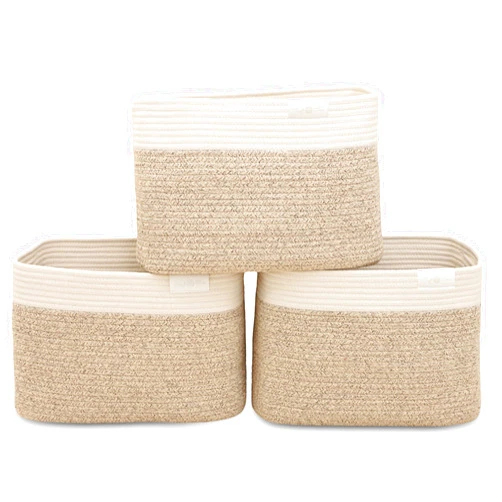 Craft Core Cotton Rope Storage Basket | Woven Rope Basket for Laundry, Toys, Blankets, Books | Bins for Organizing Living Room, Nursery | 3-Pack | 15