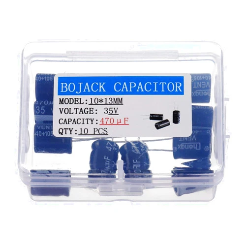 BOJACK 10X13mm 470uF 35V 470MFD 35Voltage ±20% Aluminum Electrolytic Capacitors (Pack of 10)