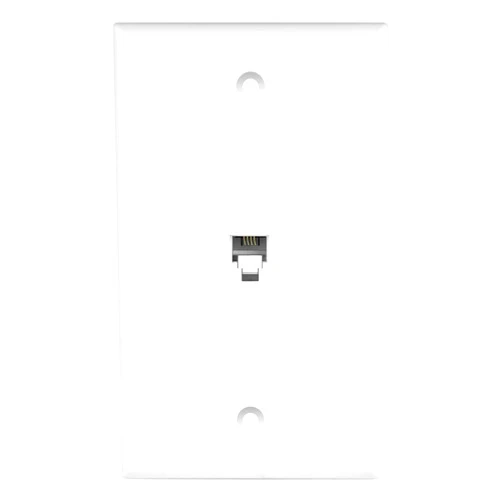 ENERLITES RJ11 Telephone Jack Wall Plate by 1-Gang, Standard Size, White, 6-Position 4-Conductor, Single Port 2-Line Support 6611-W, White