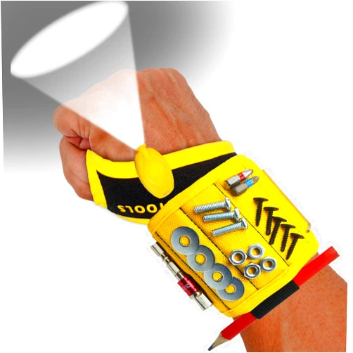 MEBTOOLS Magnetic Wristband with Flashlight and Tape Measure – Screw, Drill Bit, and Nail Holder with 20 Strong Magnet Pieces Increases Convenience for DIY, Carpenters, Mechanics, and More by MEBTOOLS