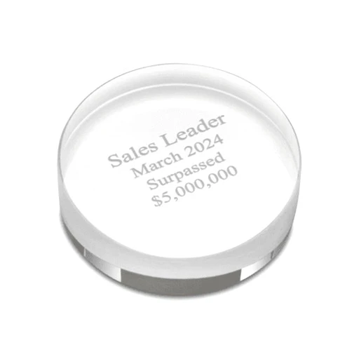 Executive Gift Shoppe | Crystal Clear Round Paperweight with Custom Engraving