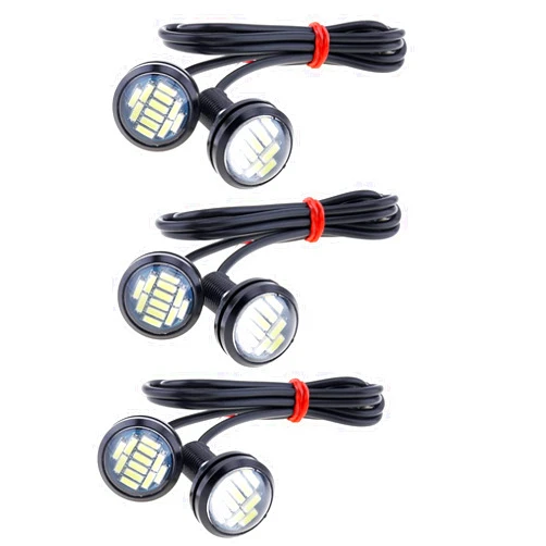 MovFlax 6Pack 12SMD 3W Eagle Eye DRL LED Lights, 23mm 4014 High Power Led Rock Lights For JEEP ATV Off Road Truck Under Trail Rig Lights (White)