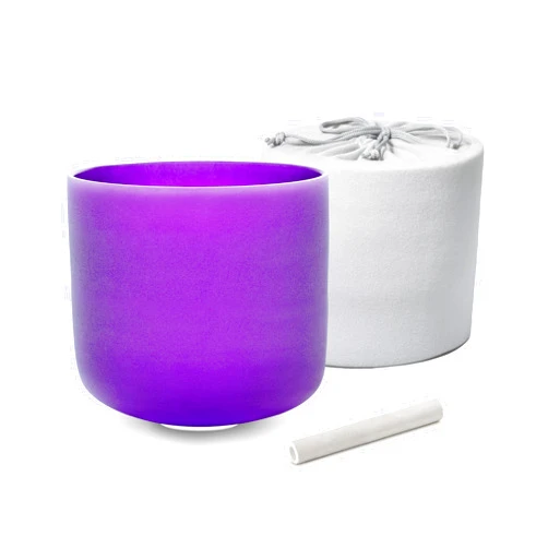 ALIOTH Purple 7 inch B Note Crystal Singing Bowl Crown Chakra with Heavy Duty Carry Case Bag and Singing Bowl Mallet