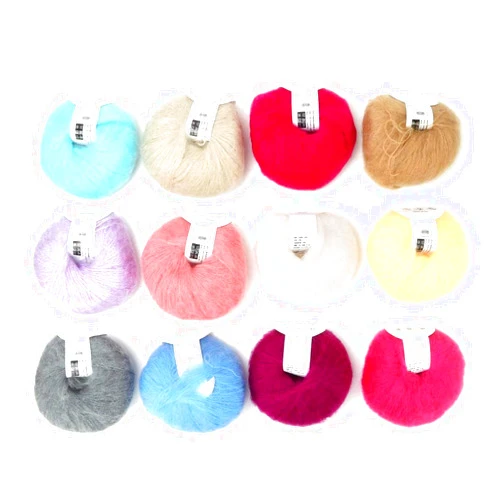 Tiiyee Mohair Pashm Knit, 26g Roll Angora Long Wool Yarn Fluffiness Luxurious Fuzzy Knitting Yarn Popular Hand Knitting Yarn for DIY Crochet Thread Supplies Weave Scarves Crocheting(1 Set of Twelve Colors)