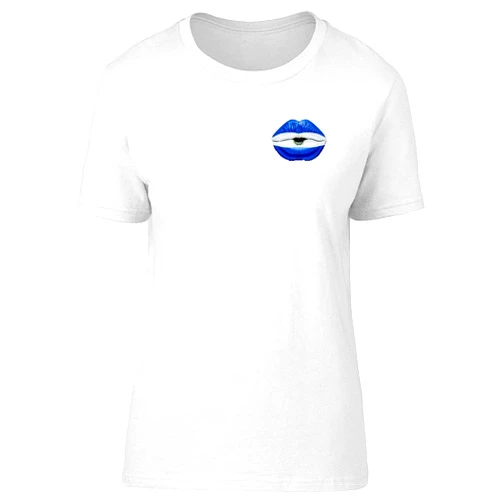 Smartprints Flag of El Salvador Pocket Lips Tee Women's