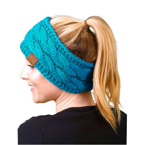 Funky Junque Cable Knit Fuzzy Lined Head Wrap Headband Ear Warmer