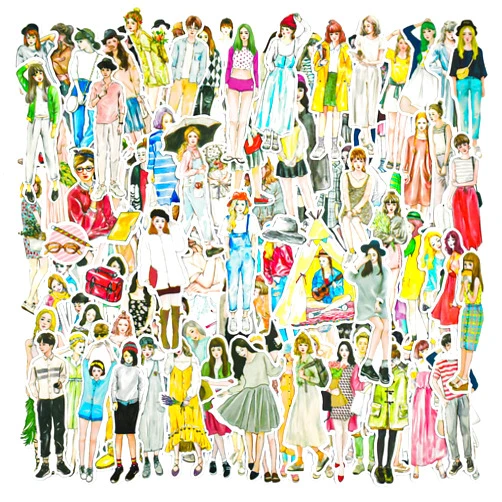 BROVITI 108 PCS People Stickers Urban Lovely Fashion Girls Stickers Not repeating Waterproof Handbook Dolls Stickers for Art Journaling Bullet Junk Journal Planners Notebook Collage Album Aesthetic