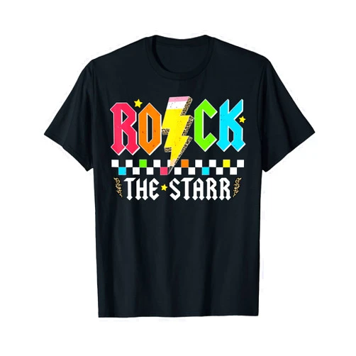 Rock The Staar Rock The Test Test Day Retro Testing Day Rock The Starr Rock Music Teacher Student T-Shirt