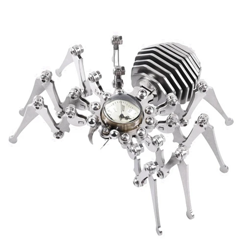 MENZOM Metal Jigsaw 3D Spider Model Kit, Mechanical Spider King 3D Metal Jigsaw, DIY Jigsaw Stainless Steel Hand-Assembled Detachable Model with Clock, Adult Toys (Metallic Color)
