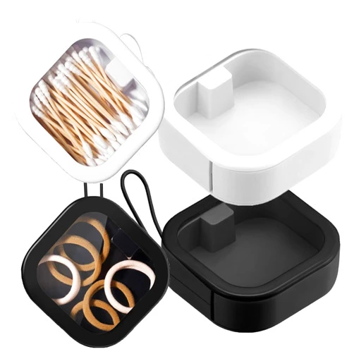 RuDily 2pcs Hair Tie Organizer Boxes,Small Portable Hair Tie Holder Organizer Can Be Stackable Or Hung On The Wall,Best for Hair Ties Storage or Small Items Organizer on Desktop (2 pcs white&Black)