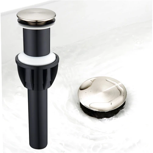 TIORIY Vessel Sink Drain Without Overflow, Plastic Bathroom Pop up Sink Drain Brushed Nickel, Built-in Anti Clogging Sink Stopper, Fit for 1 3/4 Inch Sink Vanity Drain Assembly with Strainer