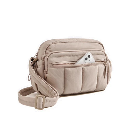 BAGSMART Anti Theft Crossbody Bags for Women Travel Purse, Medium Quilted Puffy cross body bag, Handbags Shoulder Purses, Brown-medium