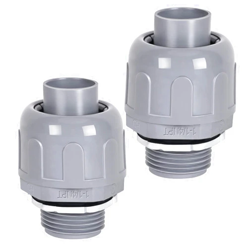 Yolleach 1-1/4 Liquid Tight Connector 2 Pack, Yolleach Flexible Nonmetallic Electrical Conduit Connector, Straight PVC Conduit Connector, UL Listed