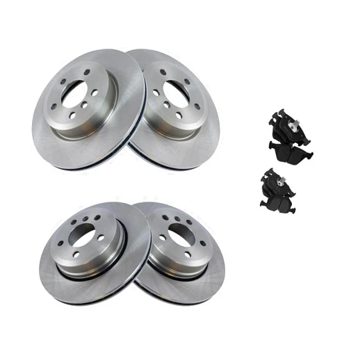 WOLWGTU Brake Pad & Rotor Kit w/Fluids Front & Rear Semi-Metallic w/Fluids 5 Lug-Wheel Lug Count for BMW for X3 2.5L/3.0L 2004-2010, Fast delivery