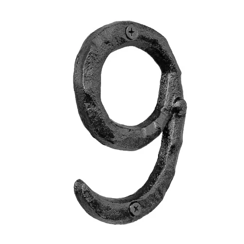 Hopeme Black 3D Cast Iron House Numbers, 5 Inch Address Number with Wrought Iron Nails Decoration for Outside, Solid Rustic Metal Number Sign, Black #9