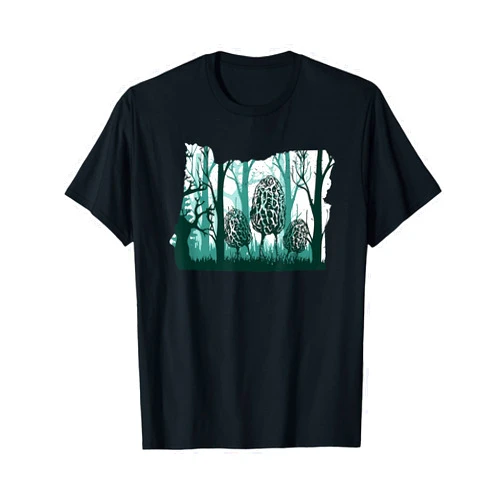 Oregon Morel Mushroom Hunter Mushrooming Designs Oregon Map Morel Mushroom Hunting Shrooming Morels Mycology T-Shirt