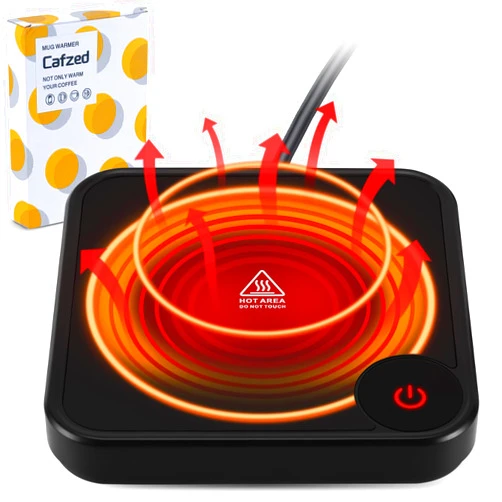 Cafzed Coffee Mug Warmer for Desk: Electric Cup Warmer with 3 Temperature Settings, Mug Warmer 8Hrs Auto Shut Off, Smart Coffee Warmer for Desk, Coffee Mug Heater Plate, Coffee Gifts & Coffee Accessory Black