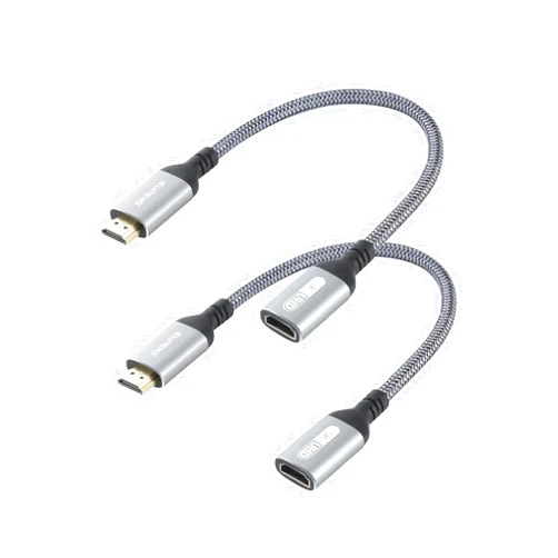 ELUTENG 8K HDMI Extender Cable 2 Pack Short 1FT HDMI Male to Female Adapter Cord 8K@60Hz High Speed HDMI 2.1 Extension Cable Compatible with Roku TV Streaming Stick, Bluray Player, HDTV, Laptop