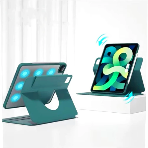 PboyiqiS Vertical Case for iPad Air 11 Inch (M2)/Air 5th/4th Generation, Magnetic Case for iPad Air 6th Gen with Pencil Holder-It can Hold Keyboard-360 Rotatable Detachable Smart Cover (Teal)