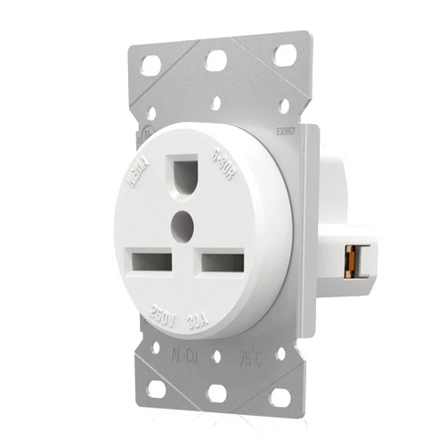 AIDA 6-30R Outlet Receptacle 30 Amp 250 Volts 2 Pole 3 Wire Heavy Duty Straight Blade Industrial Grade Grounding Flush Mount Range Power Outlet for Welder,Plasma Cutter,Dryer, UL Listed, White