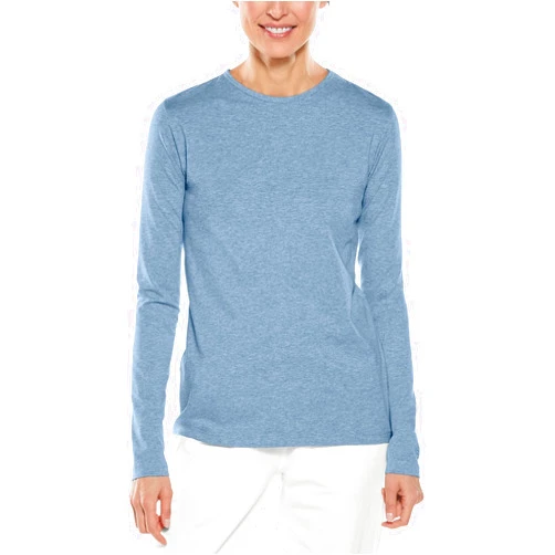 Coolibar UPF 50+ Women's Morada Everyday Long Sleeve T-Shirt - Sun Protective (X-Large- Light Blue Heather)