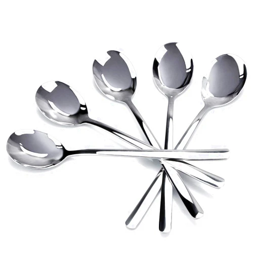 Flying Leaves Premium Soup Spoons, 5 Pack 18/10 Stainless Steel Fashion Large and Heavy Round Spoons, 8 Inch Long Handle Round Spoons, Suit for any Dinner, Families, Cafe. Dishwasher Safe Spoons by Flying Leaves