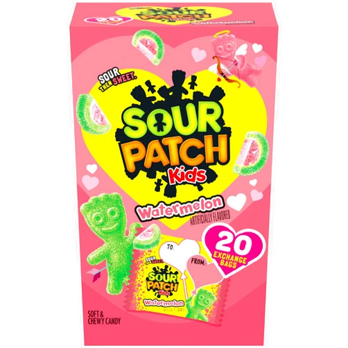 SOUR PATCH KIDS Watermelon Soft & Chewy Valentine's Day Candy, 20 Snack Packs