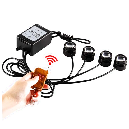 Teguangmei 4 in 1 Car Motorcycle LED Eagle Eye Emergency Strobe Warning Lights Car Truck Accessories DRL Wireless Remote Control Flash Lights 12V Red
