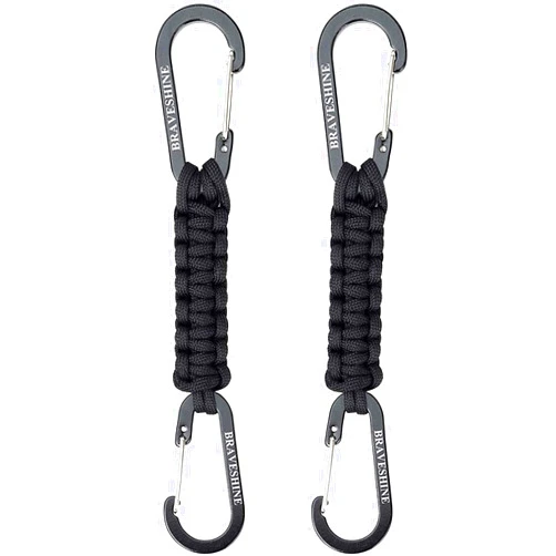 BRAVESHINE Paracord Keychain Carabiner Clip, D Ring Lanyard Hanger Stroller Hook for Water Bottle, Key, Backpacks, Men, Women