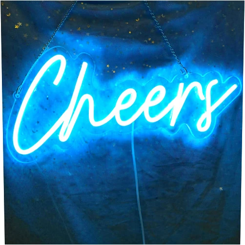 HFHungkeong Cheers Neon Sign USB Powered with Dimmable Switch,LED Neon Light Sign for Wall Background Decor,Cheer Light Up Sign Neon for Bar Birthday Party Wedding 16.5 * 7in(Blue)