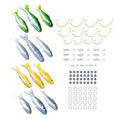 Banjo Minnow 102 Piece Kit + Lifelike Lure for All Fish + Durable Material That Catches Fish + Freshwater & Saltwater Fishing Lure + Hooks & Anchors