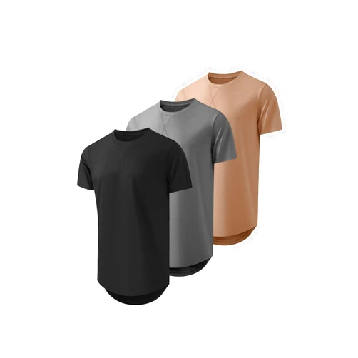 JMIERR Mens 3 Pack Cotton Hipster Hip Hop Longline Crewneck T-Shirt