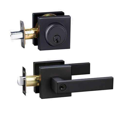 Cielsa Dawn Exterior Door Lock Set,Front Door Handle with Single Cylinder Deadbolt Lock,Keyed Alike Door Locks for Front Door(Matte Black,1Pack Set)