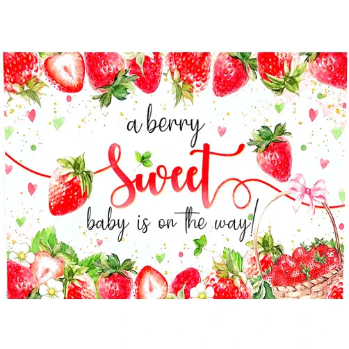 CYLYH 7x5ft Strawberry Baby Shower Backdrop Strawberry Girl Baby Shower Party Decorations Background A Berry Sweet Baby is On The Way Photography Backdrop Cake Table Decorations D841